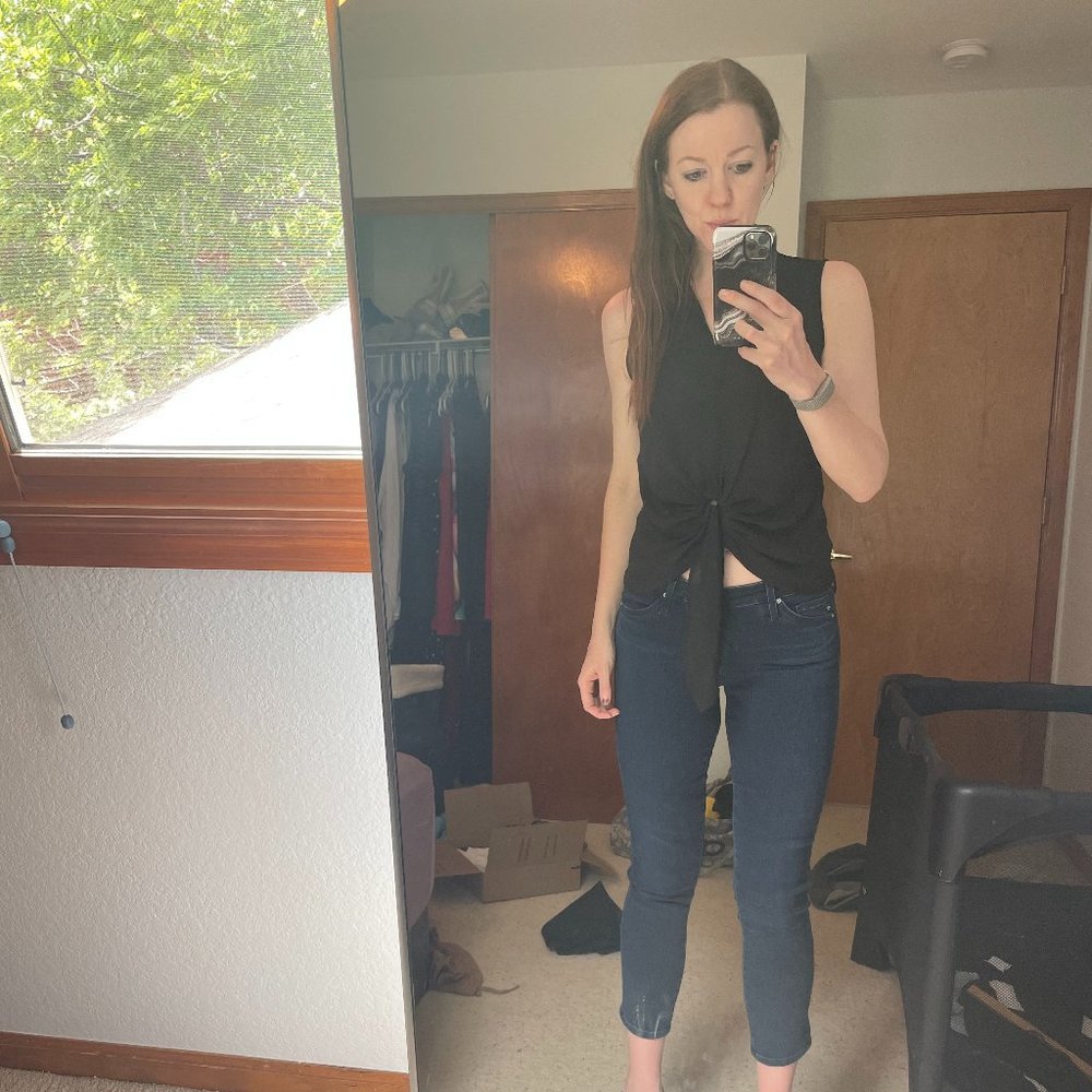 Express BasicBlack Tie Closure Tank - Picture 2 of 2